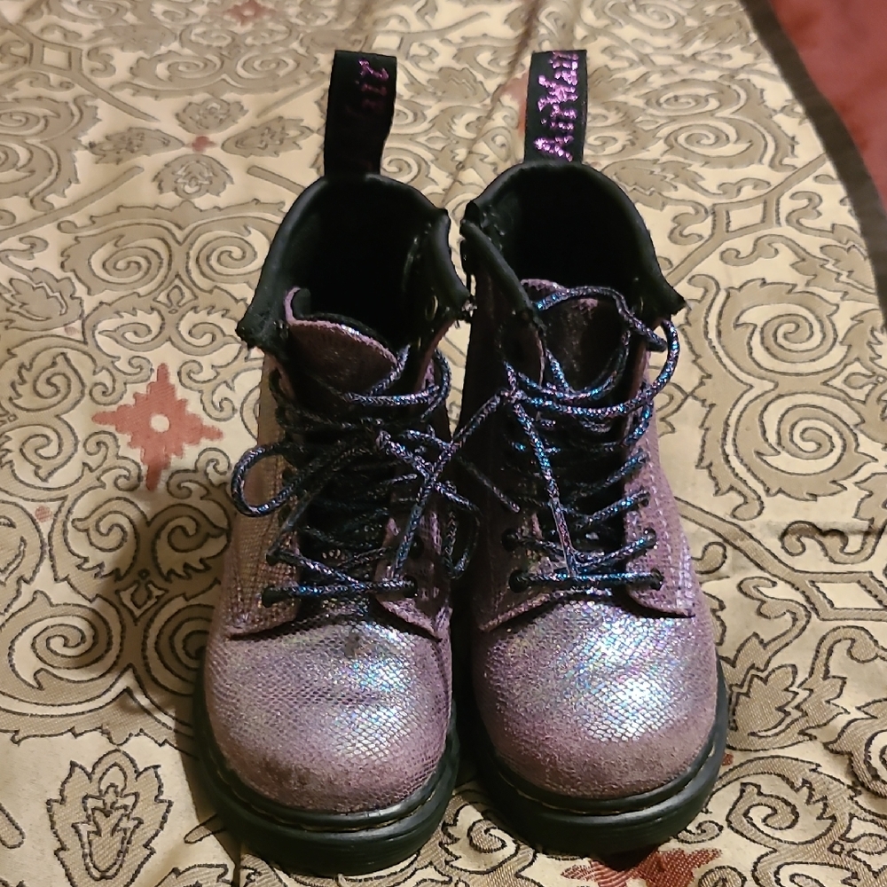 Kids Purple Glitter Boots
